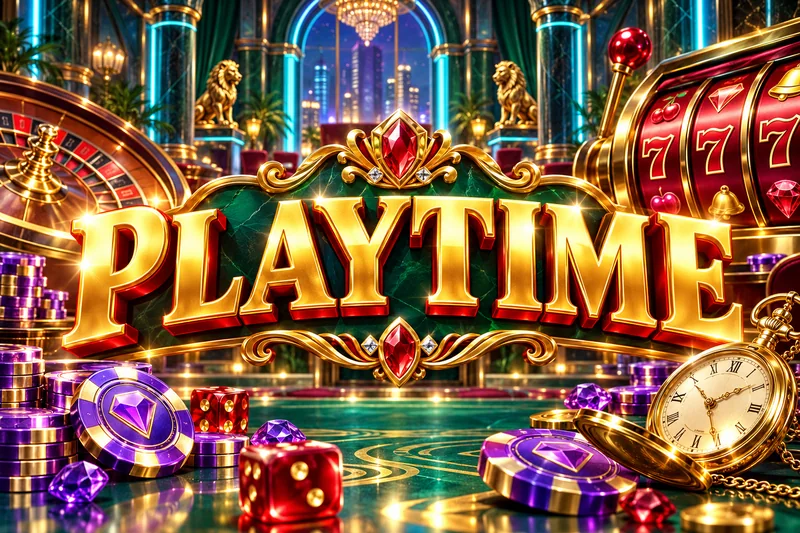 playtime brand artwork in a gold and jewel casino scene — original concept illustration
