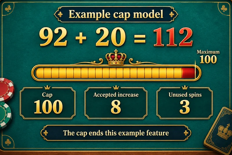 A hypothetical 100-unit cap accepts only 8 more from an uncapped 92-plus 20 result.